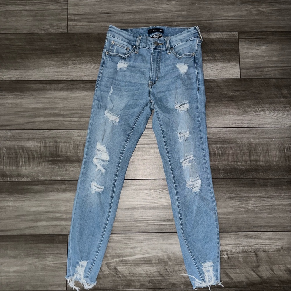 Aeropostale Blue Skinny Jeans Distressed Style